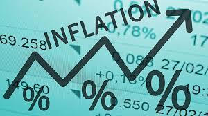 inflation - Digital Wager Wire Rising inflation chart with a jagged black line and percent symbols against a blue background.